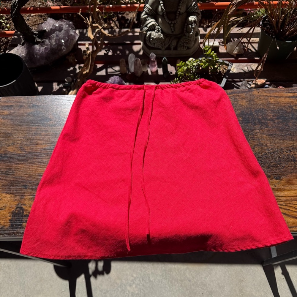 Petal and Pup Red Linen Mini Skirt